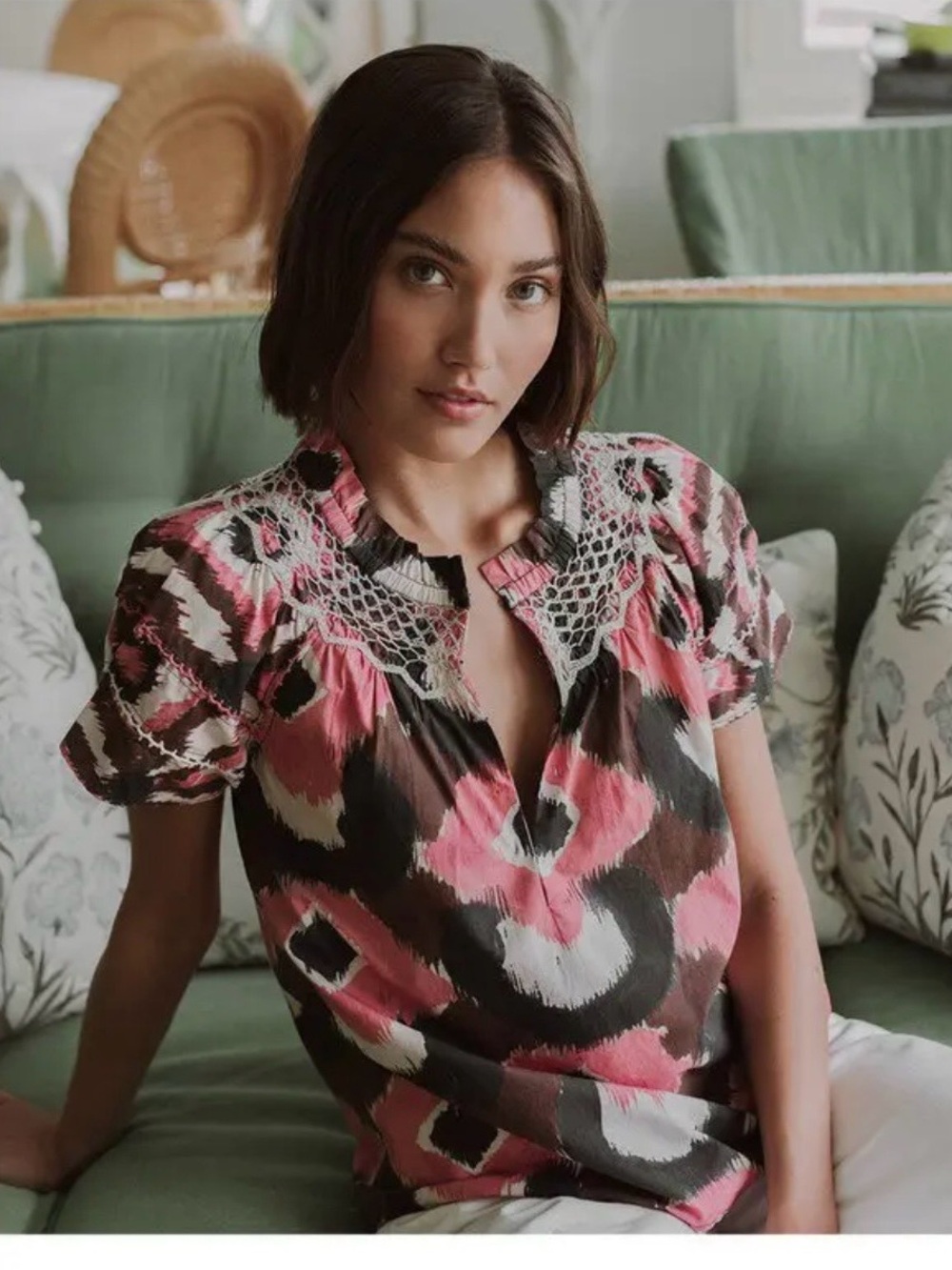 Figue Rosie blouse with crochet trim